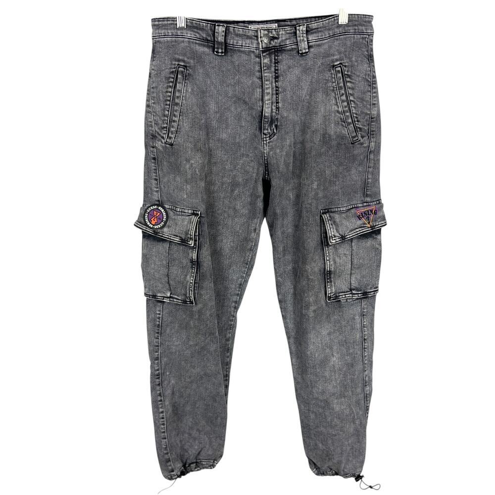 Guess Y2K Men's Stonewash Gray Cargo Jogger Pants 32 x 31